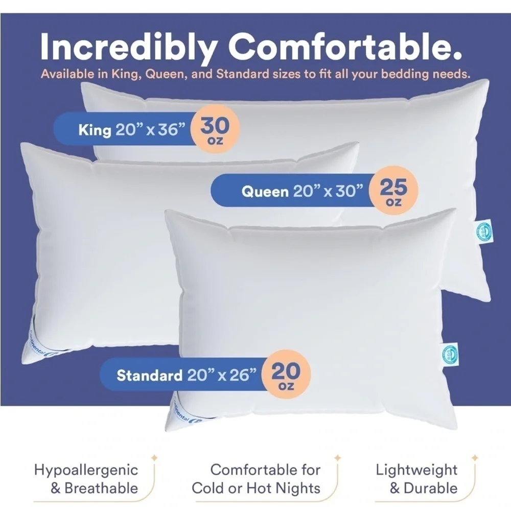 100% Luxury Down Pillow King Size Soft NEW 70p FP